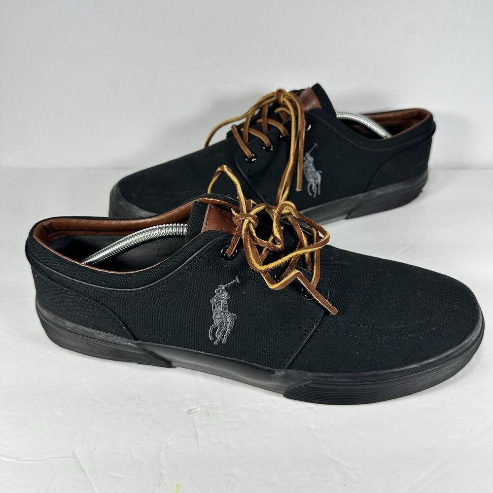 Polo Ralph Lauren Faxon Low Canvas Shoes Black/Brown Men's 11.5 D Low Top